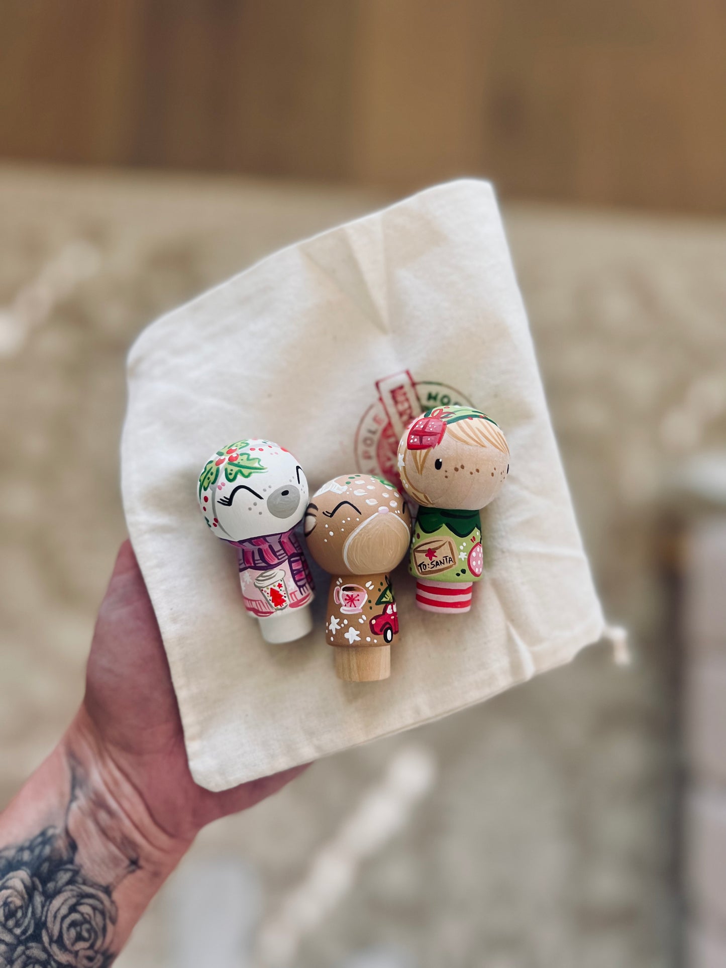 Christmas - Peg Dolls - Kokeshi